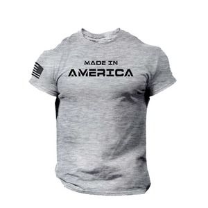 Made in America T Shirt USA Flag Military Patriotic Tee - Gray Small